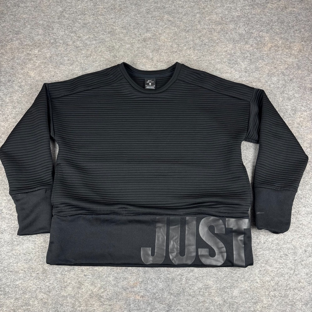 Nike Dri Fit Training Cropped Sweatshirt Just Do It‎ Black Womens Small S